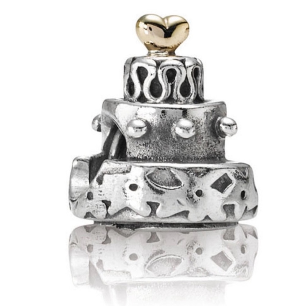 Pandora cake charm. Heart topper is gold!